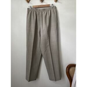 y2k Women Pants tan plaid elastic waist Pull-on‎
